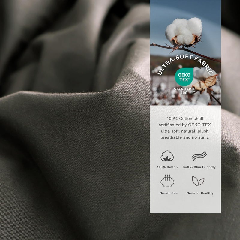 Royoliving Premium Feathers Down Duvet Insert Comforter King Size Charcoal Gray All Season Medium Warmth Winter Grey 100% Cotton Cover with Corner Tabs (106x90, 60 oz) - Image 2